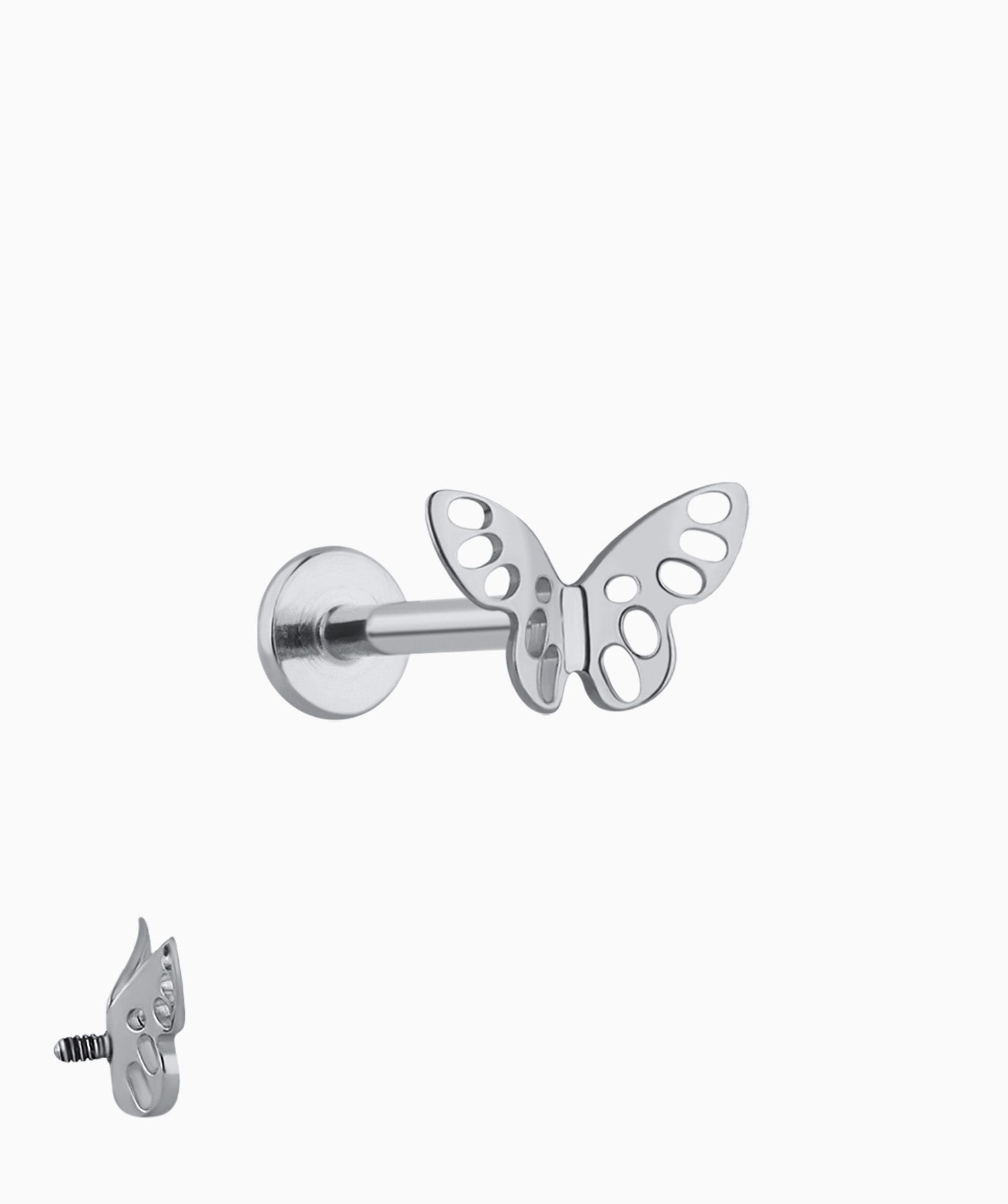 Titanium Hollow Butterfly Stud