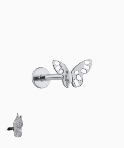 Titanium Hollow Butterfly Flatback Stud