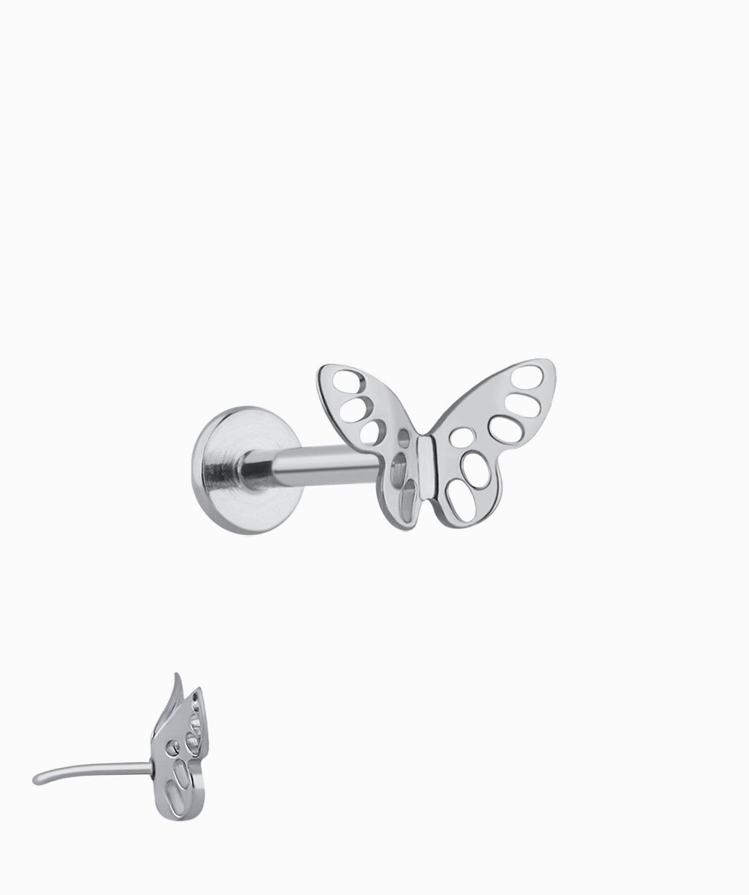 Titanium Hollow Butterfly Flatback Stud