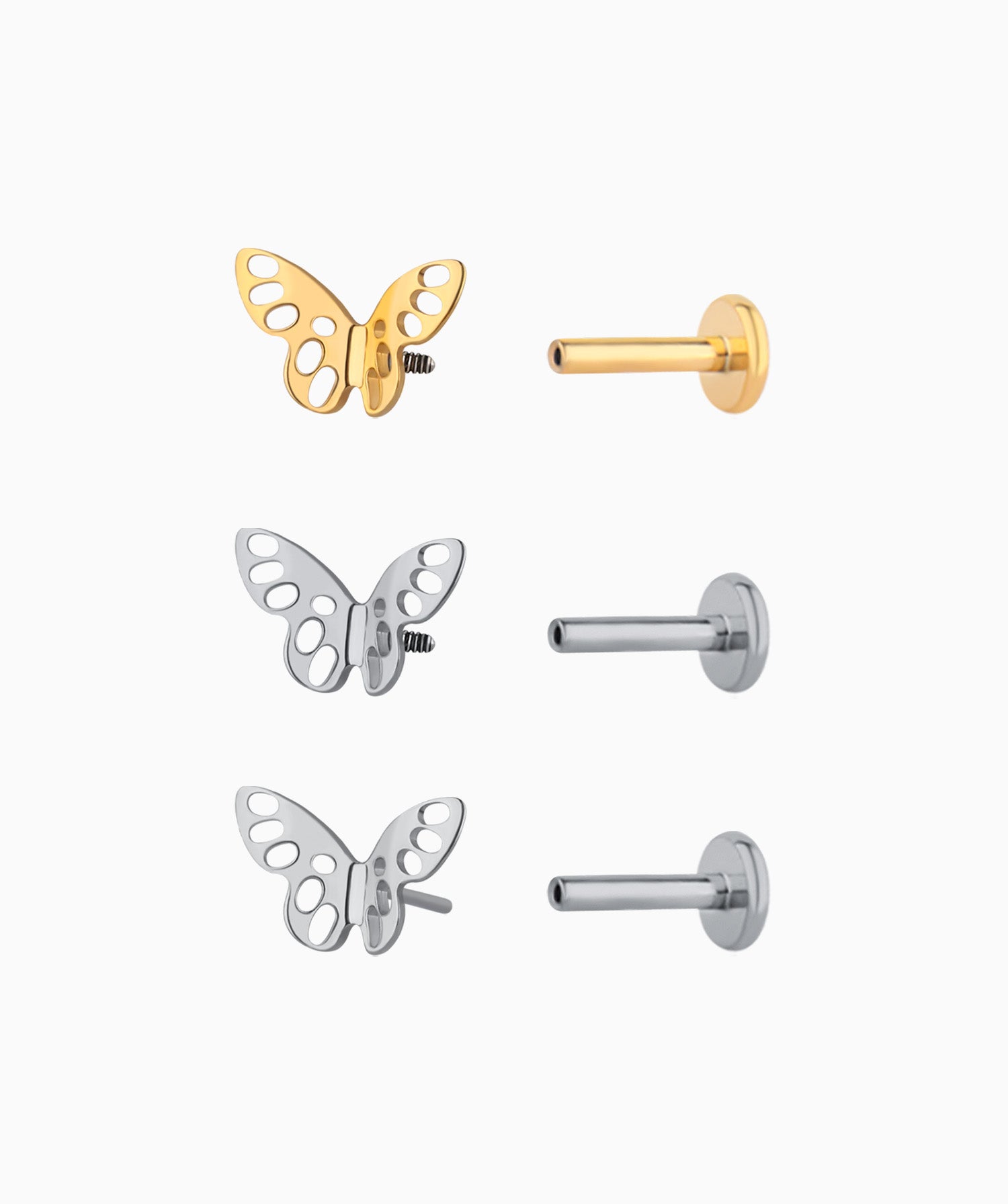 Titanium Hollow Butterfly Stud