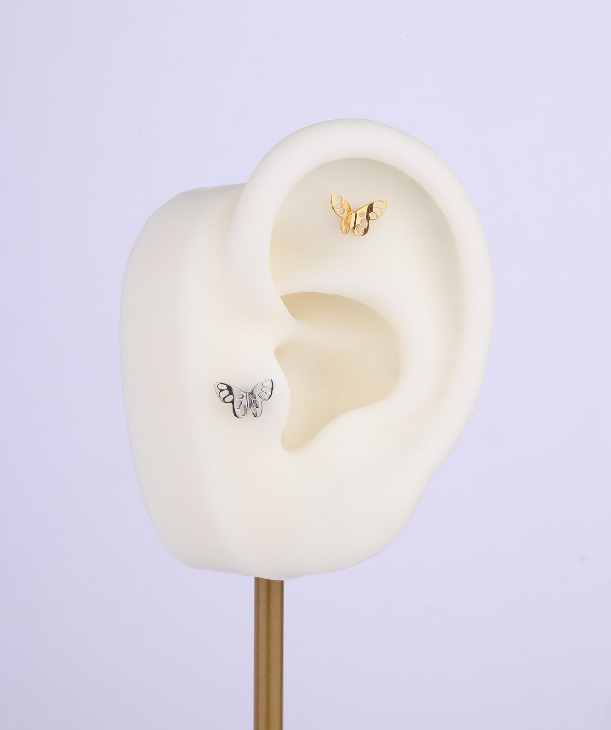 Titanium Hollow Butterfly Flatback Stud - Titanium - Helix, Upper Lobe, Conch - Oumo Jewelry