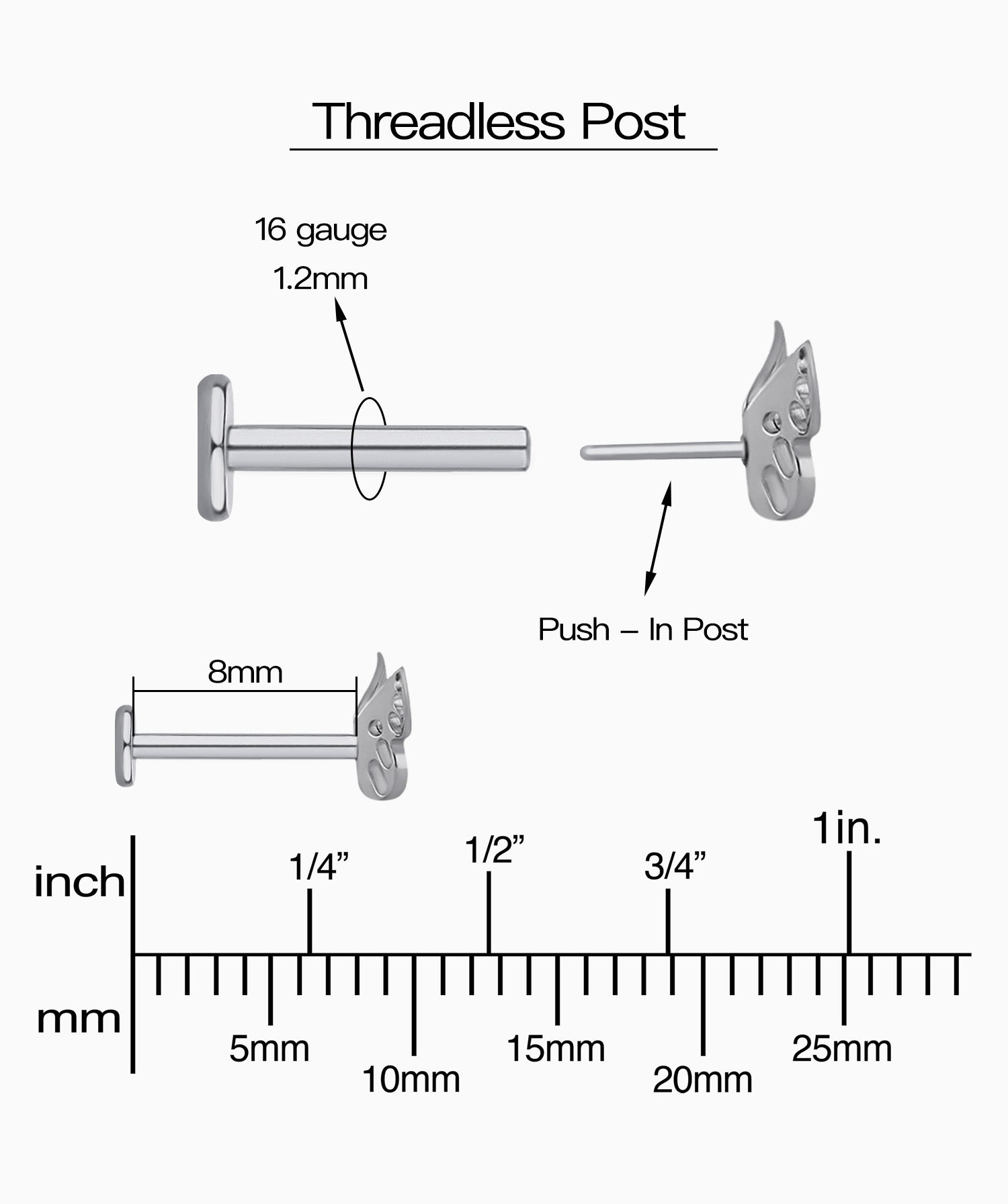 Titanium Hollow Butterfly Flatback Stud