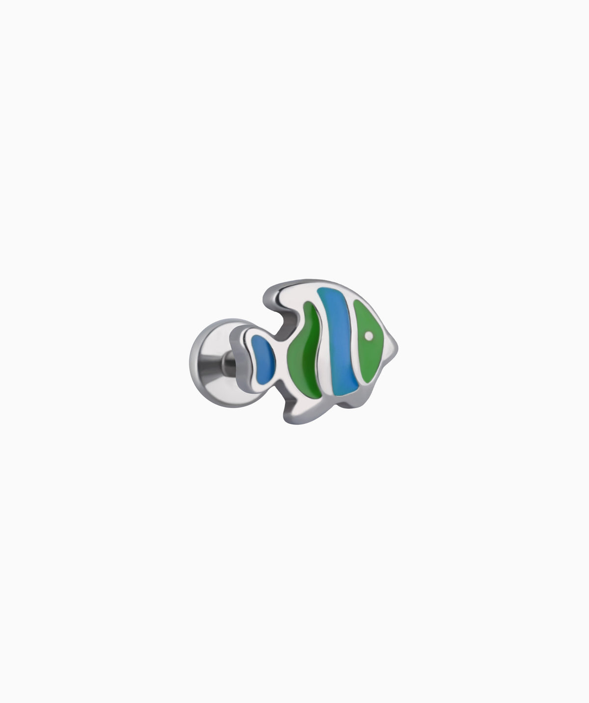 Enamel Fish Flatback Stud - Stainless Steel - Helix, Upper Lobe, Conch - Oumo Jewelry