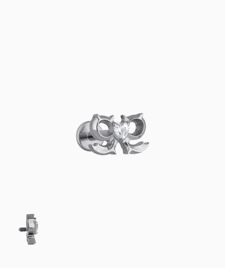 Titanium Spiked Bow Flatback Stud - OumoJewelry