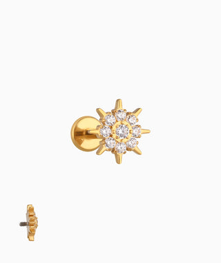 Titanium Sunflower Flatback Stud - OumoJewelry