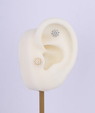 Titanium Sunflower Flatback Stud - OumoJewelry