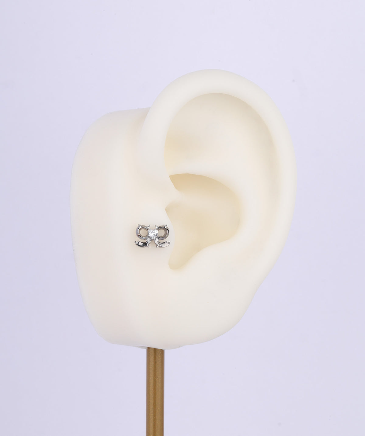 Titanium Spiked Bow Flatback Stud - Titanium - Helix, Upper Lobe, Conch - Oumo Jewelry