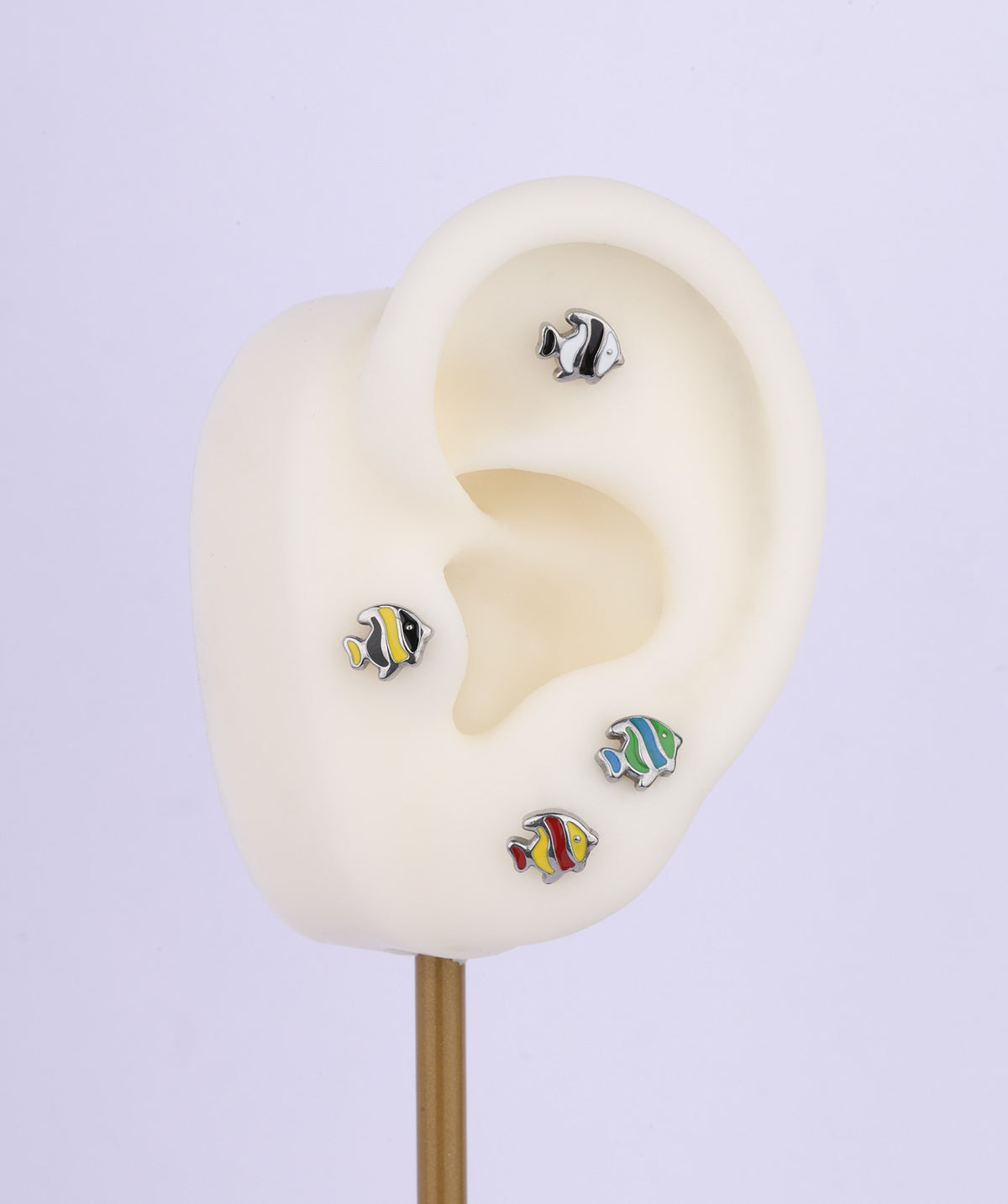 Enamel Fish Flatback Stud - Stainless Steel - Helix, Upper Lobe, Conch - Oumo Jewelry