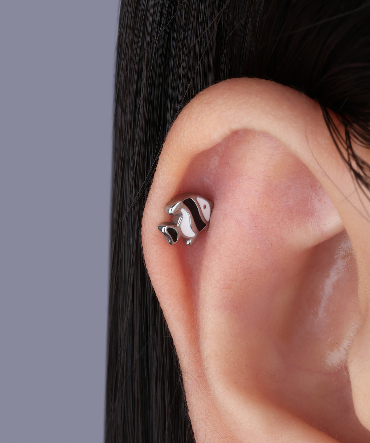 Enamel Fish Flatback Stud - Stainless Steel - Helix, Upper Lobe, Conch - Oumo Jewelry
