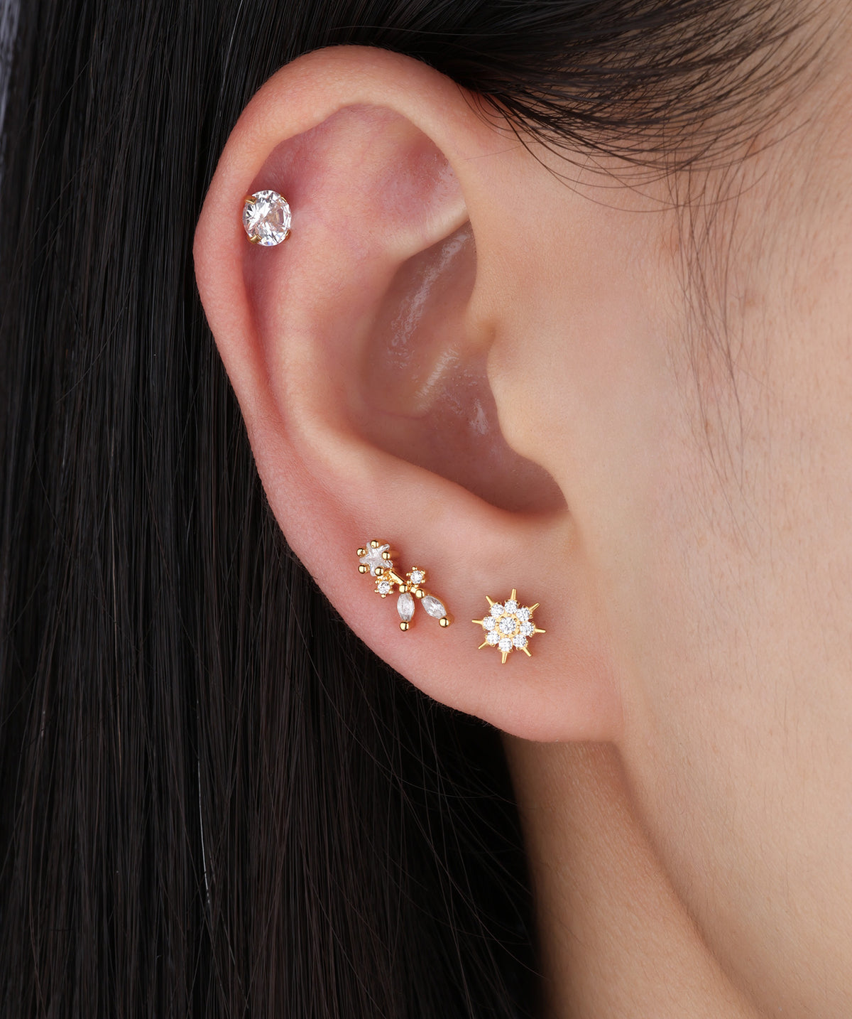 Titanium Sunflower Flatback Stud - Titanium - Helix, Conch, Flat - Oumo Jewelry