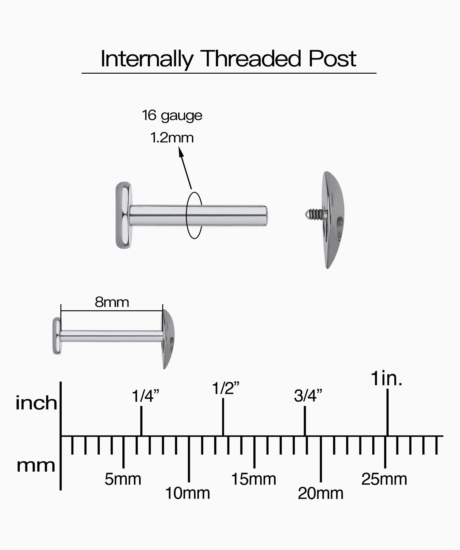 Titanium Alien Flatback Stud