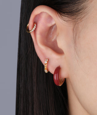 Red Enamel Basic Hoops - OumoJewelry