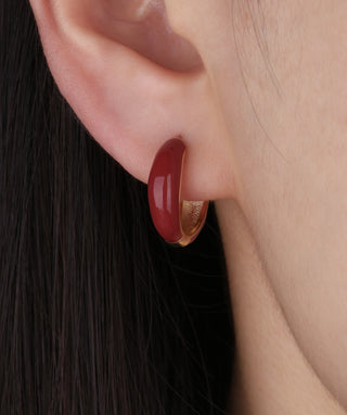 Red Enamel Basic Hoops - OumoJewelry
