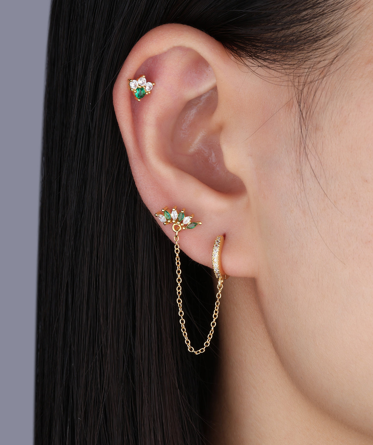 Charm Marquise Gems Chain - Brass - Lobe, Upper Lobe - Oumo Jewelry