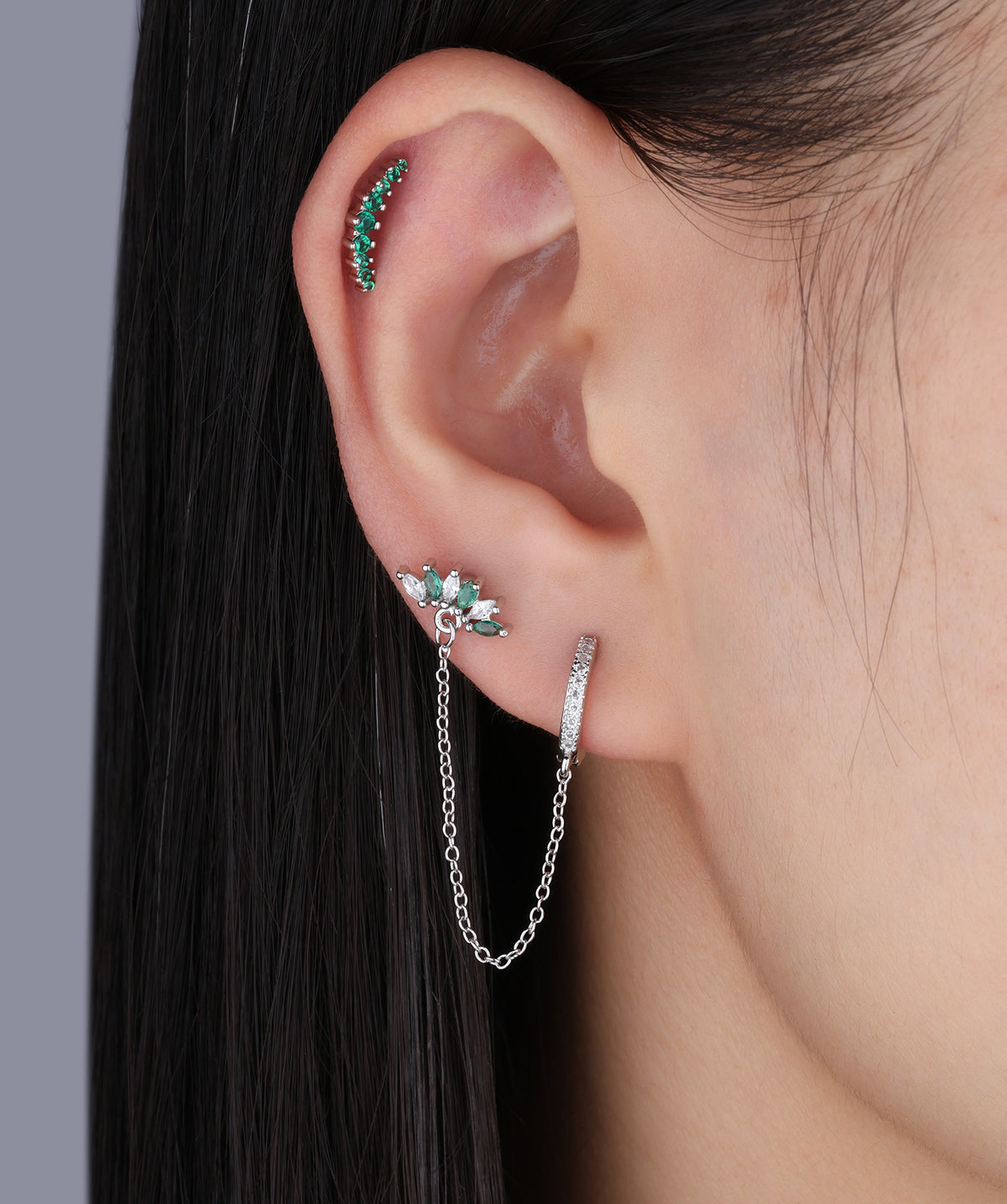 Charm Marquise Gems Chain - Brass - Lobe, Upper Lobe - Oumo Jewelry