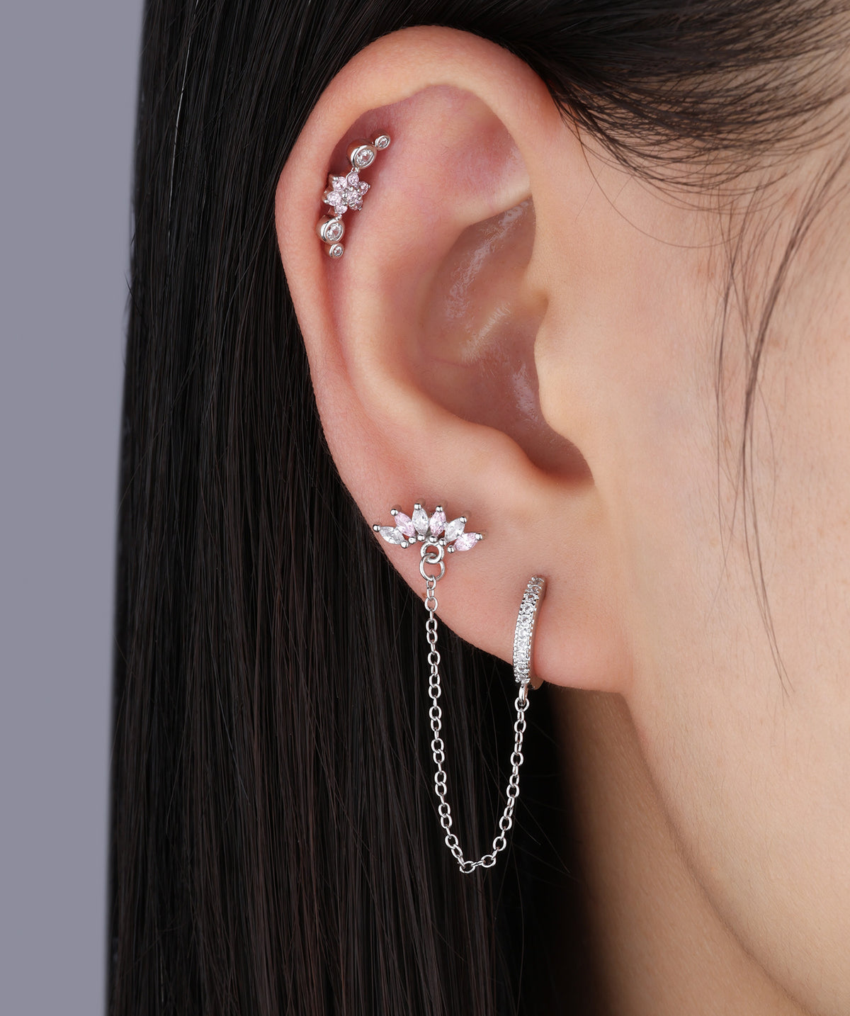 Charm Marquise Gems Chain - Brass - Lobe, Upper Lobe - Oumo Jewelry