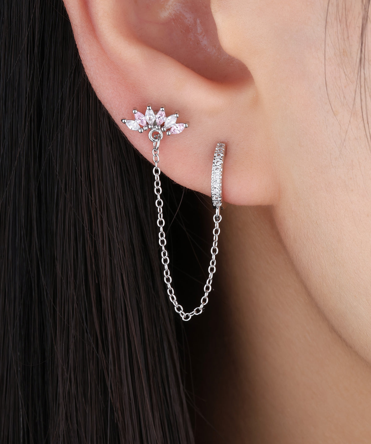 Charm Marquise Gems Chain - Brass - Lobe, Upper Lobe - Oumo Jewelry