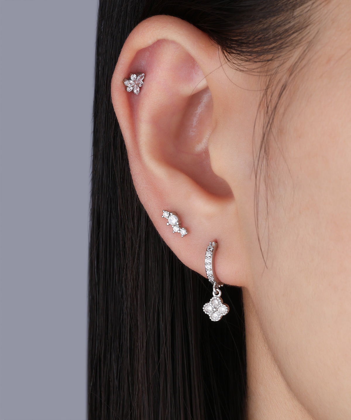 Titanium Shiny Dragonfly Flatback Stud - Titanium - Helix, Upper Lobe, Conch - Oumo Jewelry