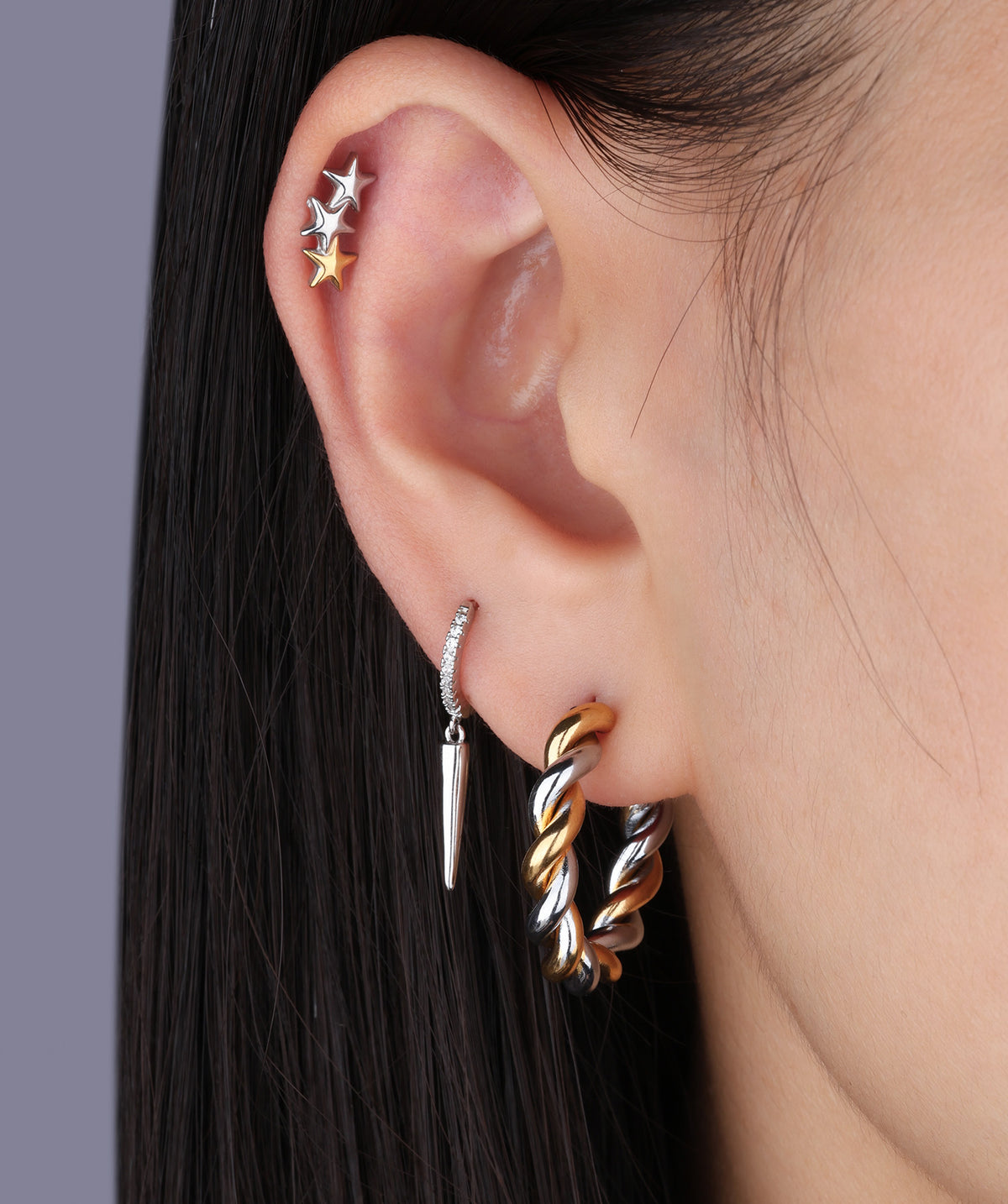Twist Huggie Hoops - Stainless Steel - Oumo Jewelry