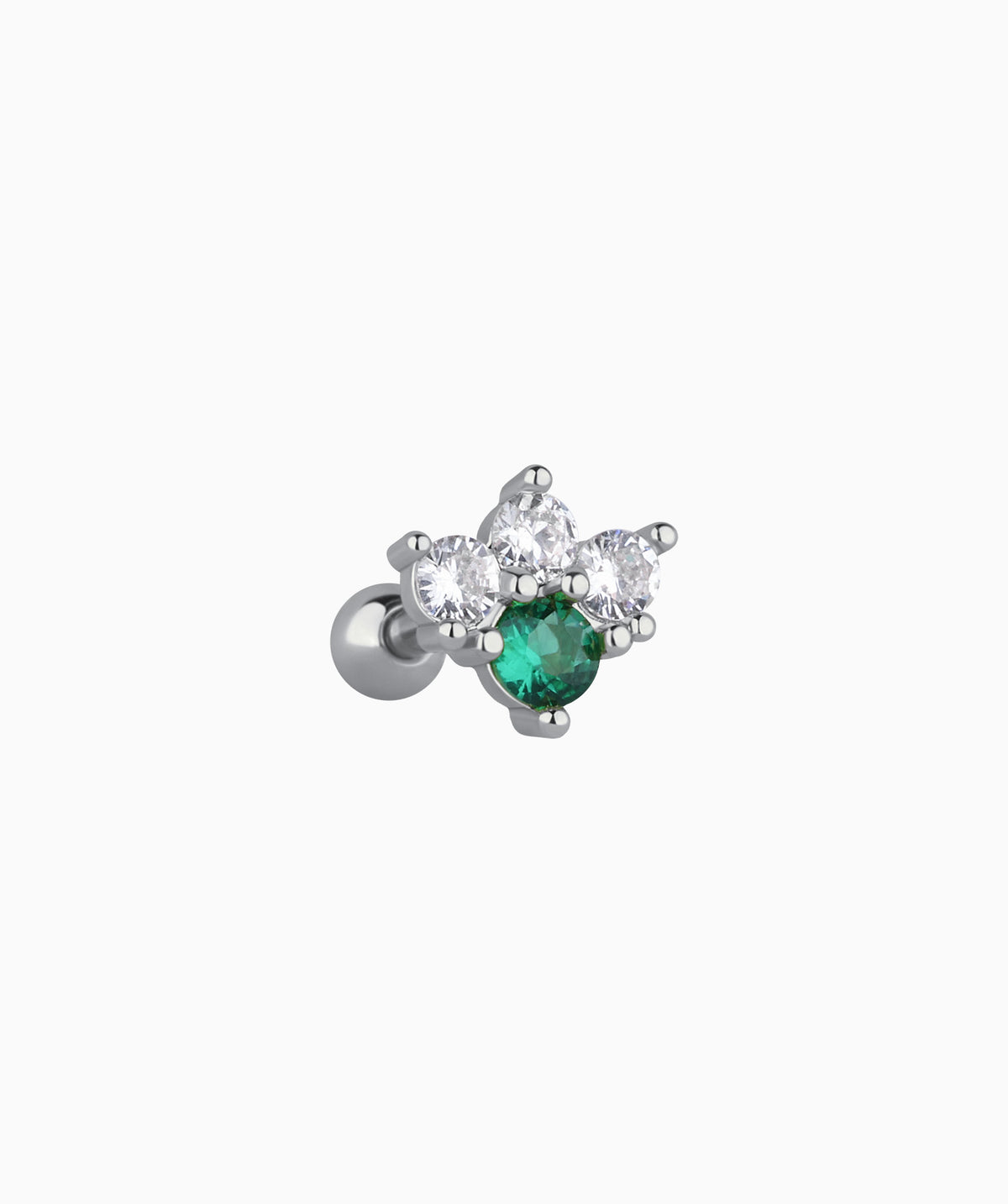 Delicate Green Gemstone Stud - Stainless Steel - Upper Lobe, Helix - Oumo Jewelry