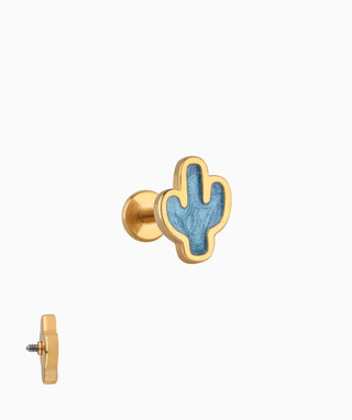 Enamel Cactus Flatback Stud - OumoJewelry