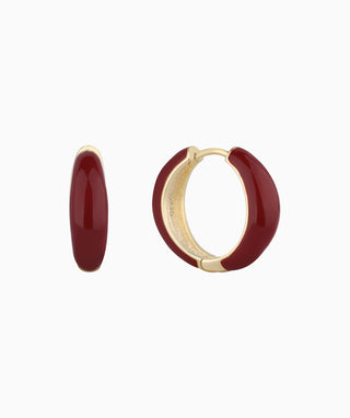 Red Enamel Basic Hoops - OumoJewelry