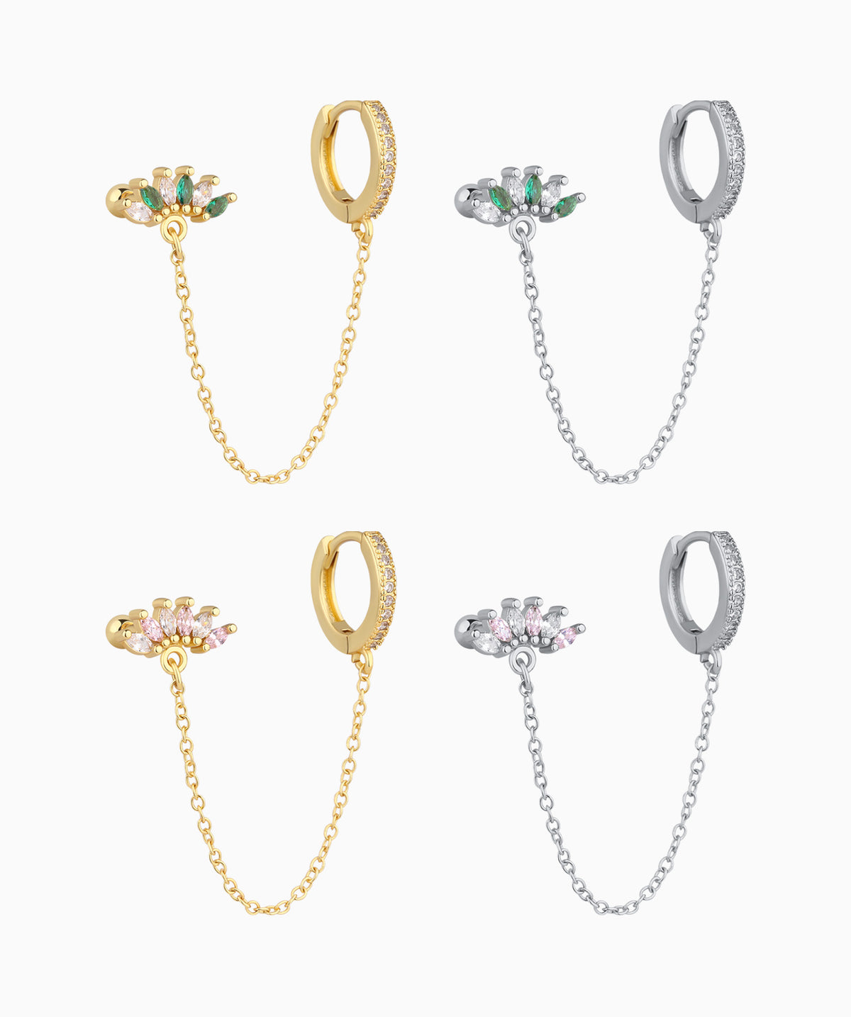 Charm Marquise Gems Chain - Brass - Lobe, Upper Lobe - Oumo Jewelry