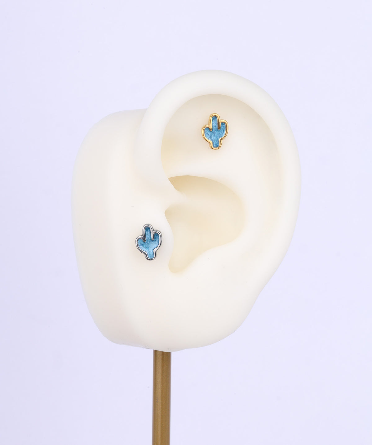 Enamel Cactus Flatback Stud - Stainless Steel - Helix, Upper Lobe, Conch - Oumo Jewelry