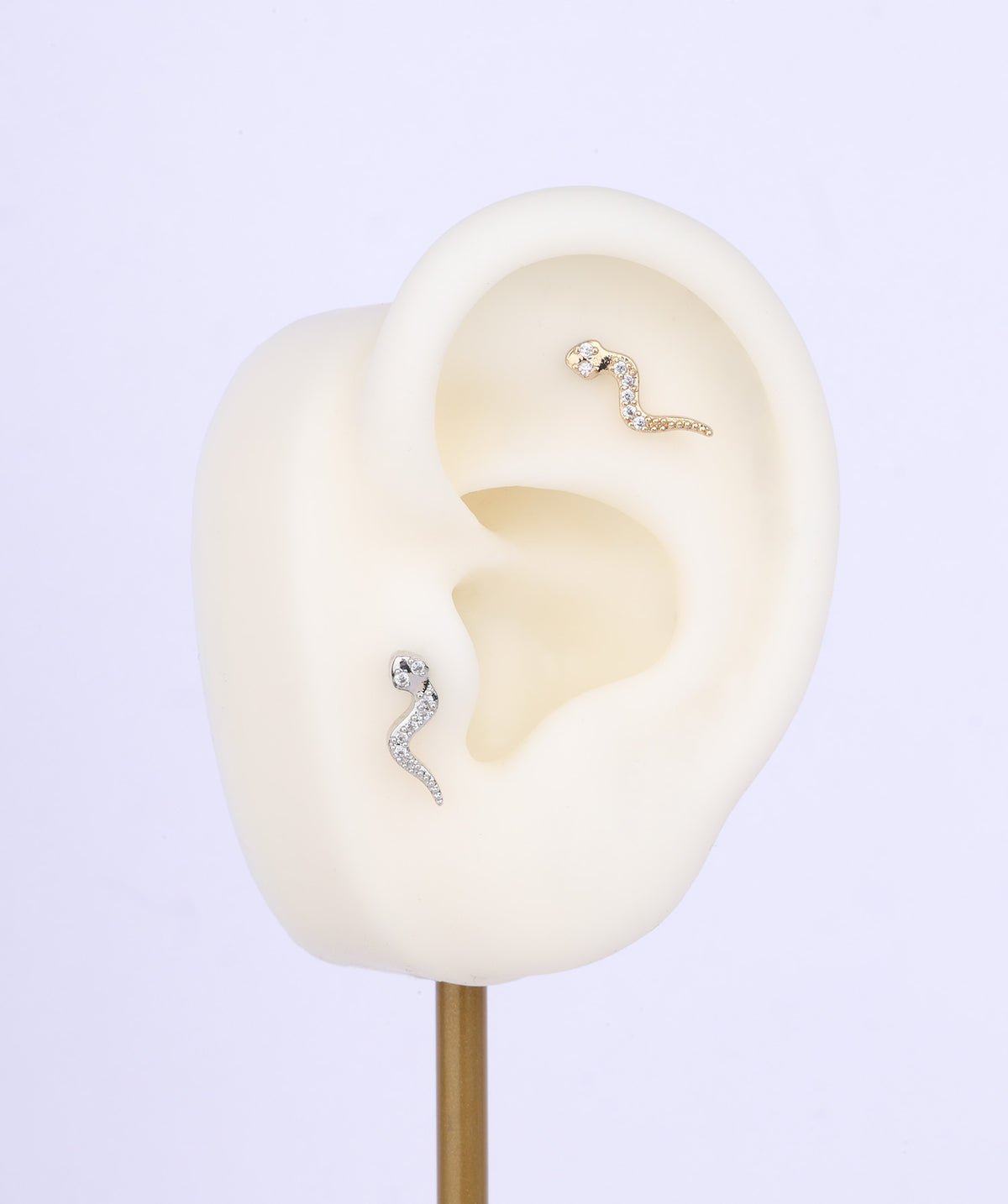 Snake Flatback Stud - Stainless Steel - Helix, Upper Lobe, Flat - Oumo Jewelry