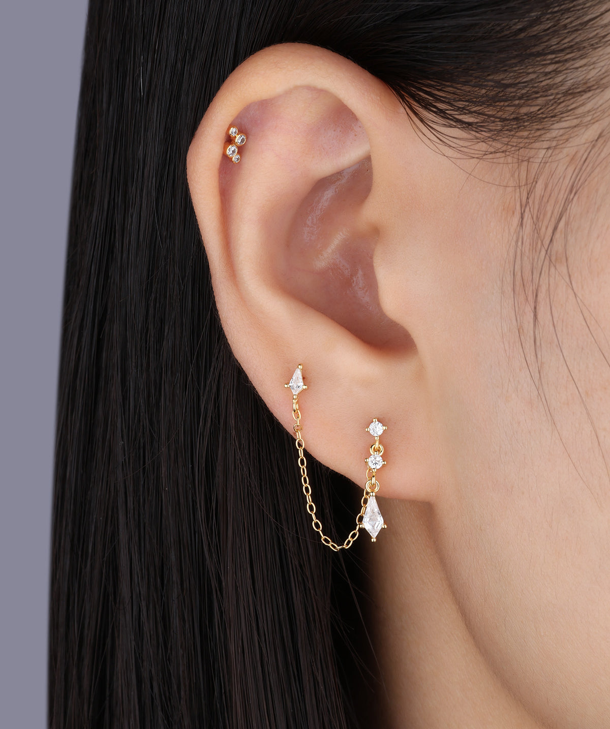 Shiny Flatback Stud - Stainless Steel - Helix, Upper Lobe, Conch - Oumo Jewelry