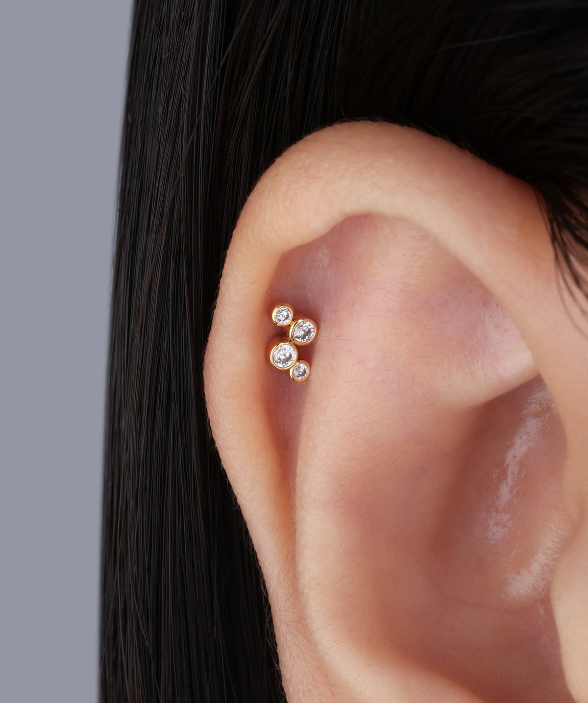 Shiny Flatback Stud - Stainless Steel - Helix, Upper Lobe, Conch - Oumo Jewelry