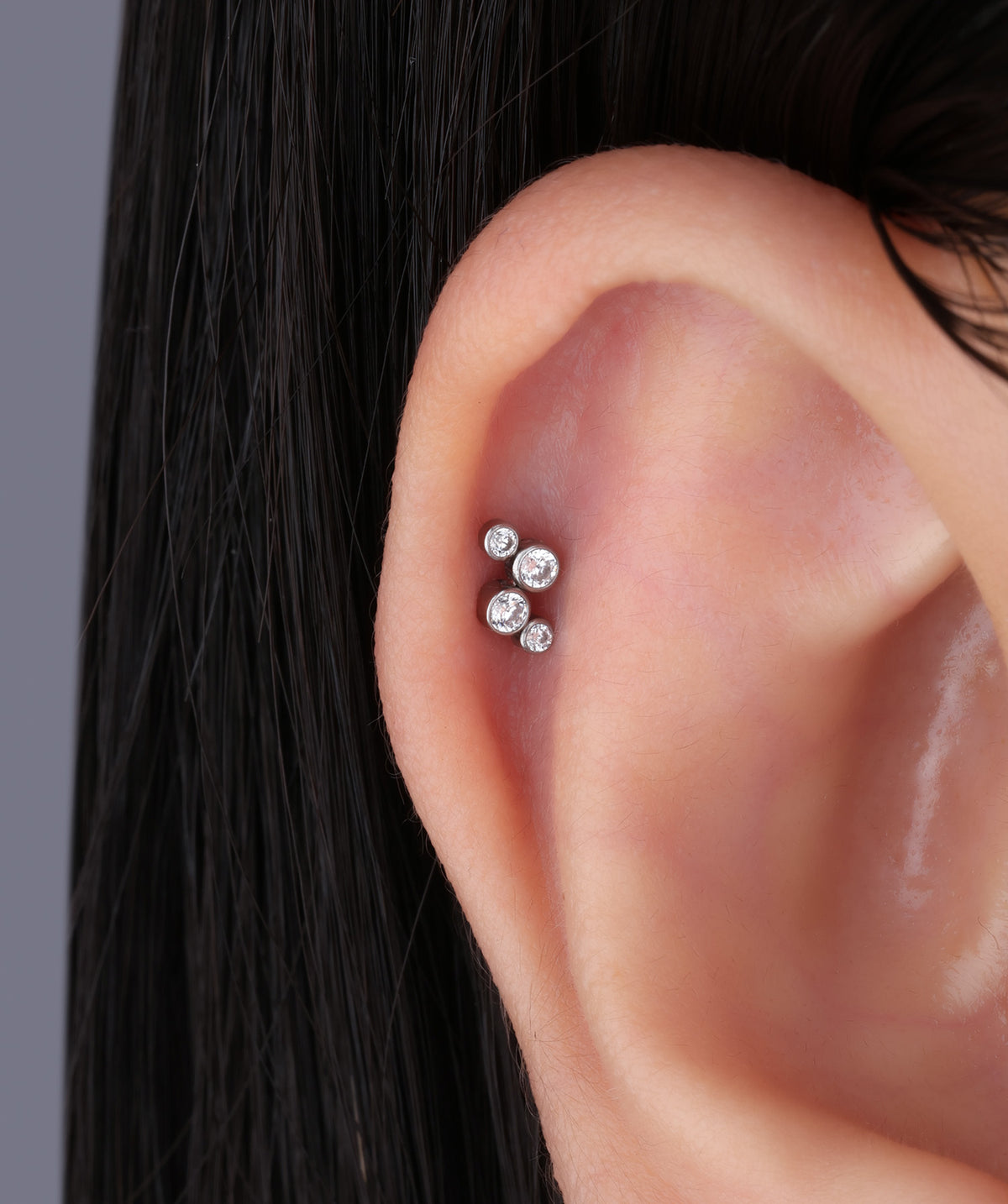 Shiny Flatback Stud - Stainless Steel - Helix, Upper Lobe, Conch - Oumo Jewelry