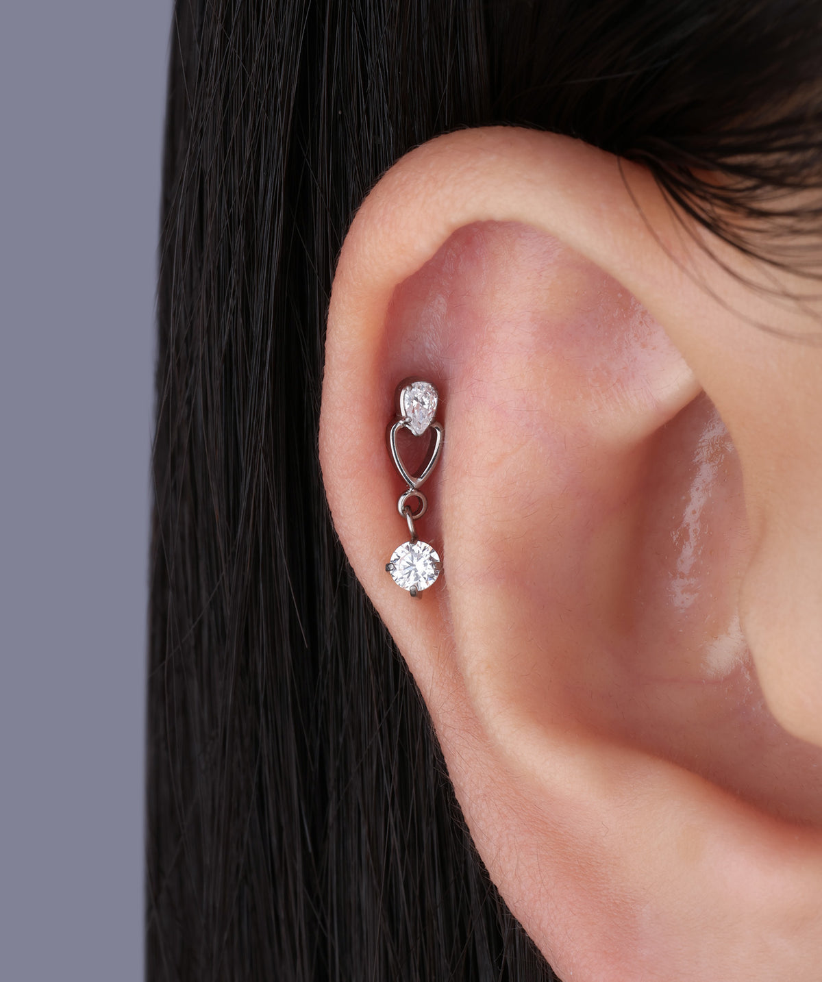 Titanium Water Drop Flatback Stud - Titanium - Upper Lobe, Helix, Flat - Oumo Jewelry