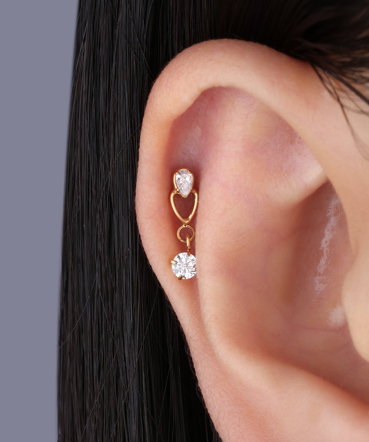 Titanium Water Drop Flatback Stud - Titanium - Upper Lobe, Helix, Flat - Oumo Jewelry