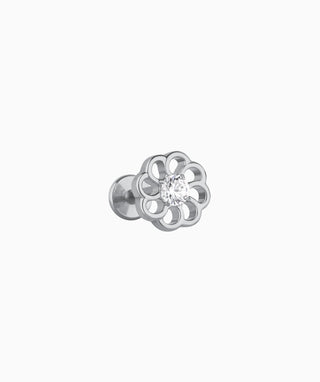Titanium Delicate Flower Flatback Stud - OumoJewelry