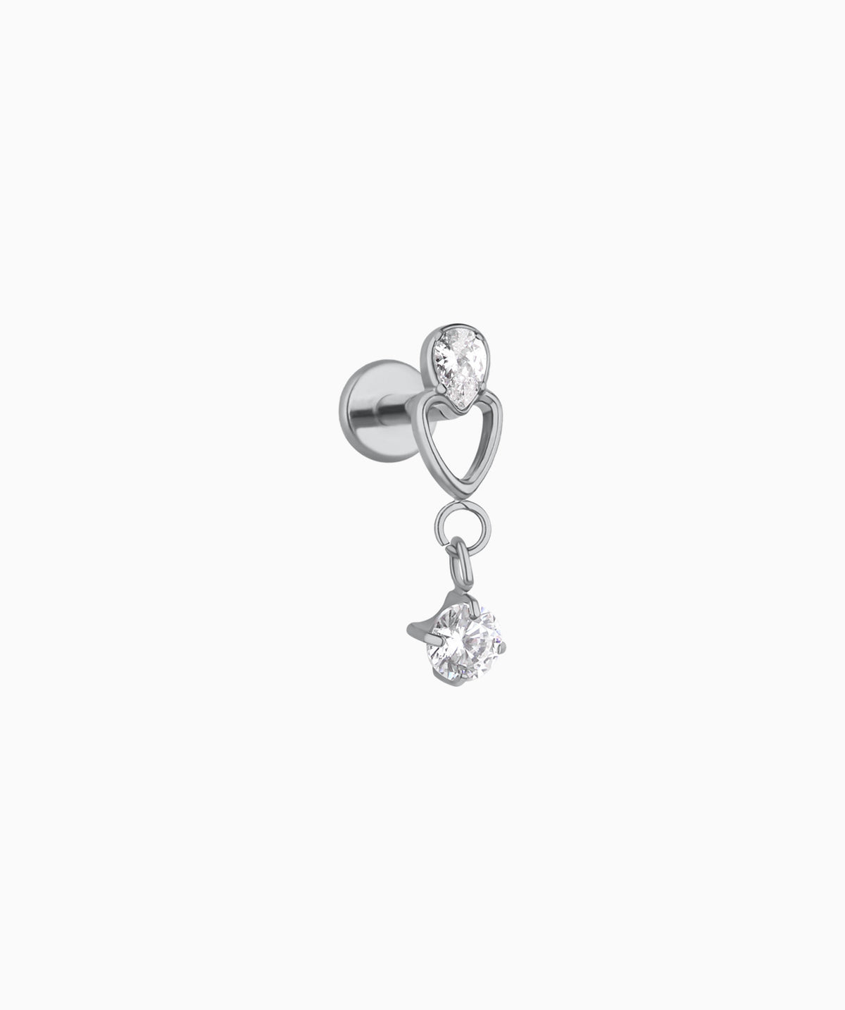 Titanium Water Drop Flatback Stud - Titanium - Upper Lobe, Helix, Flat - Oumo Jewelry