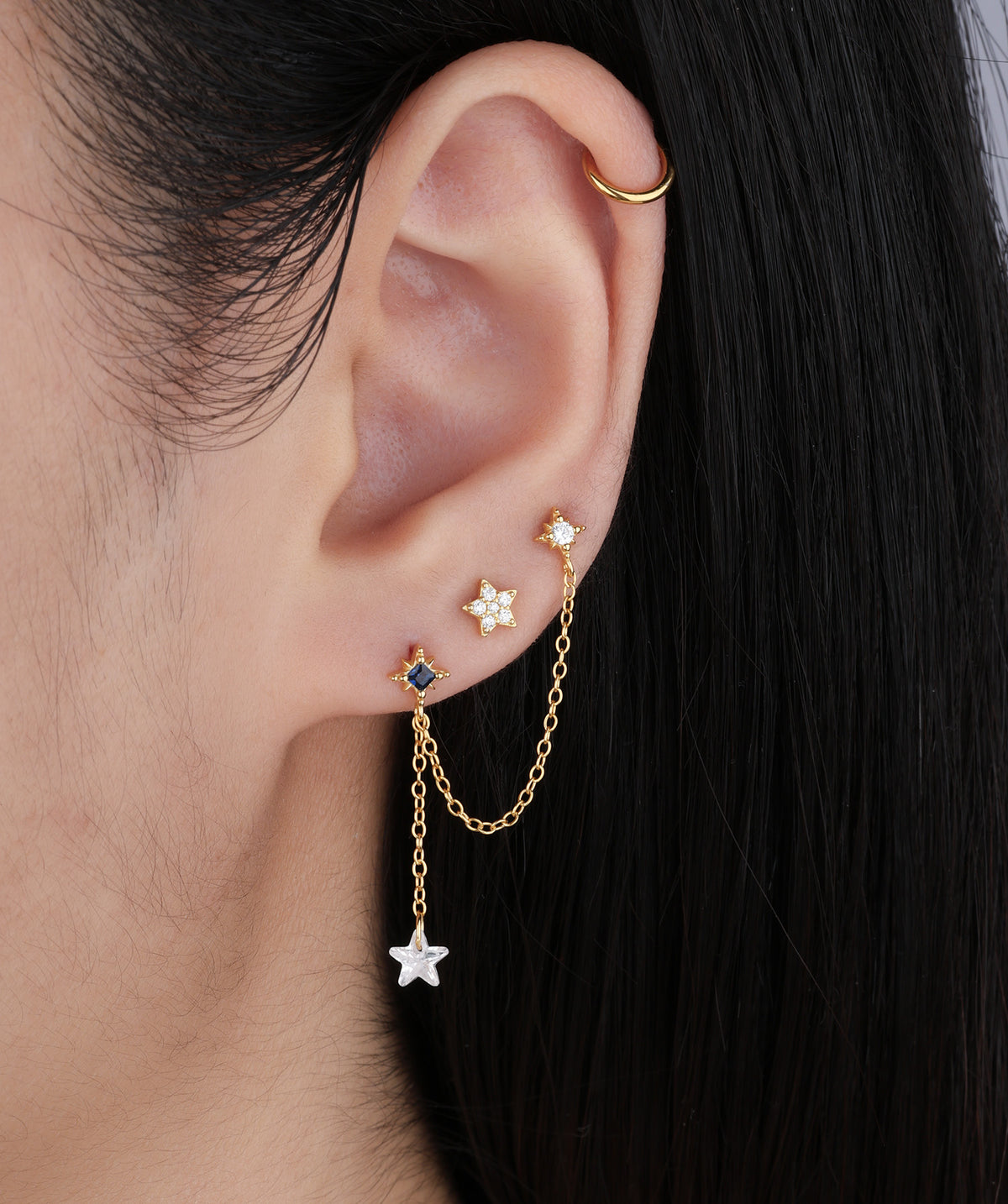 Charming Star Chain - Sterling Silver 925 - Lobe, Upper Lobe - Oumo Jewelry