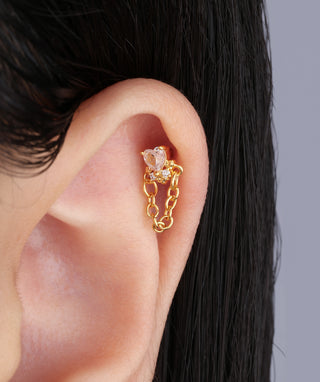 Star And Heart Chain Stud - OumoJewelry