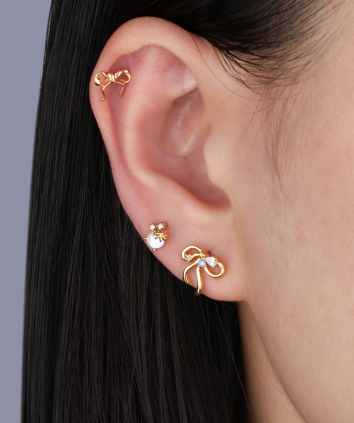 Naughty Bow Stud - Stainless Steel - Upper Lobe, Helix - Oumo Jewelry