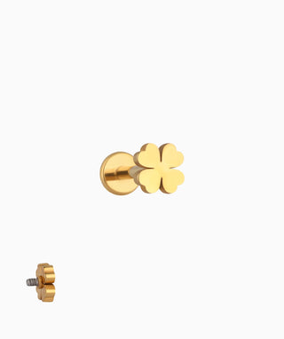 Lucky Leaf Clover Flatback Stud - OumoJewelry