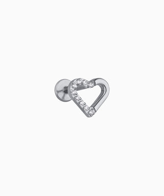 Titanium Hollow Heart Flatback Stud - OumoJewelry