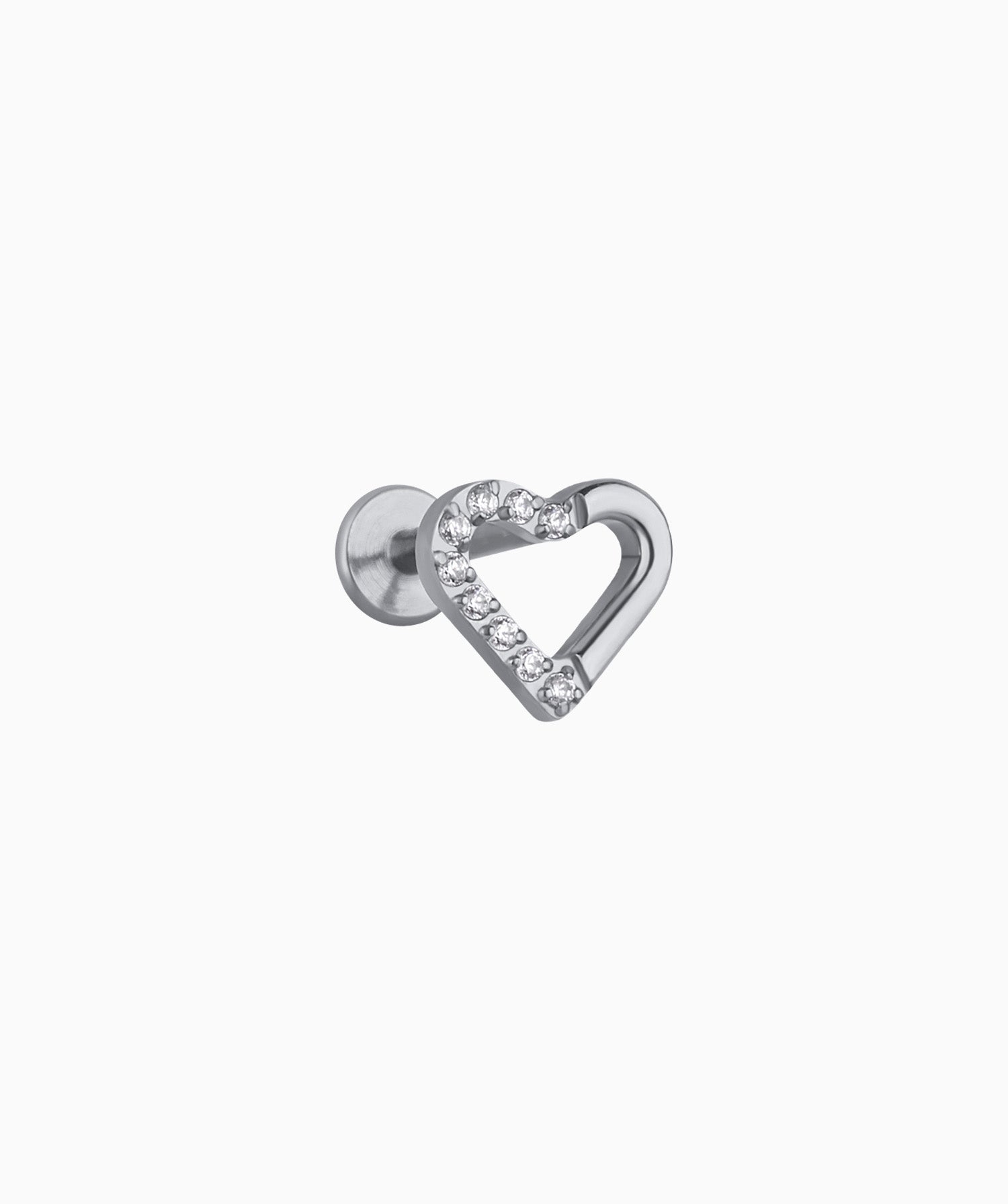 Titanium Hollow Heart Flatback Stud