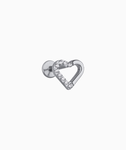 Titanium Hollow Heart Stud