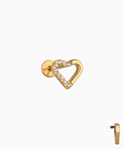 Titanium Hollow Heart Stud