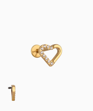Titanium Hollow Heart Flatback Stud - OumoJewelry