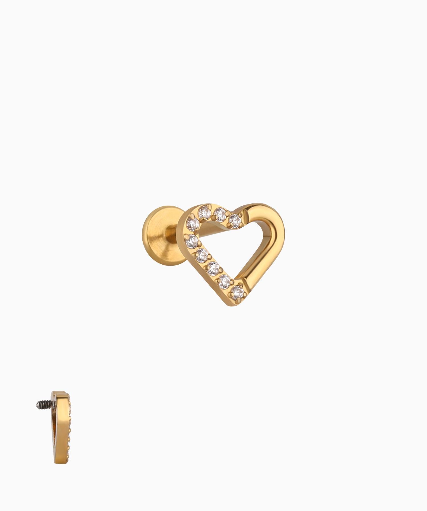 Titanium Hollow Heart Flatback Stud