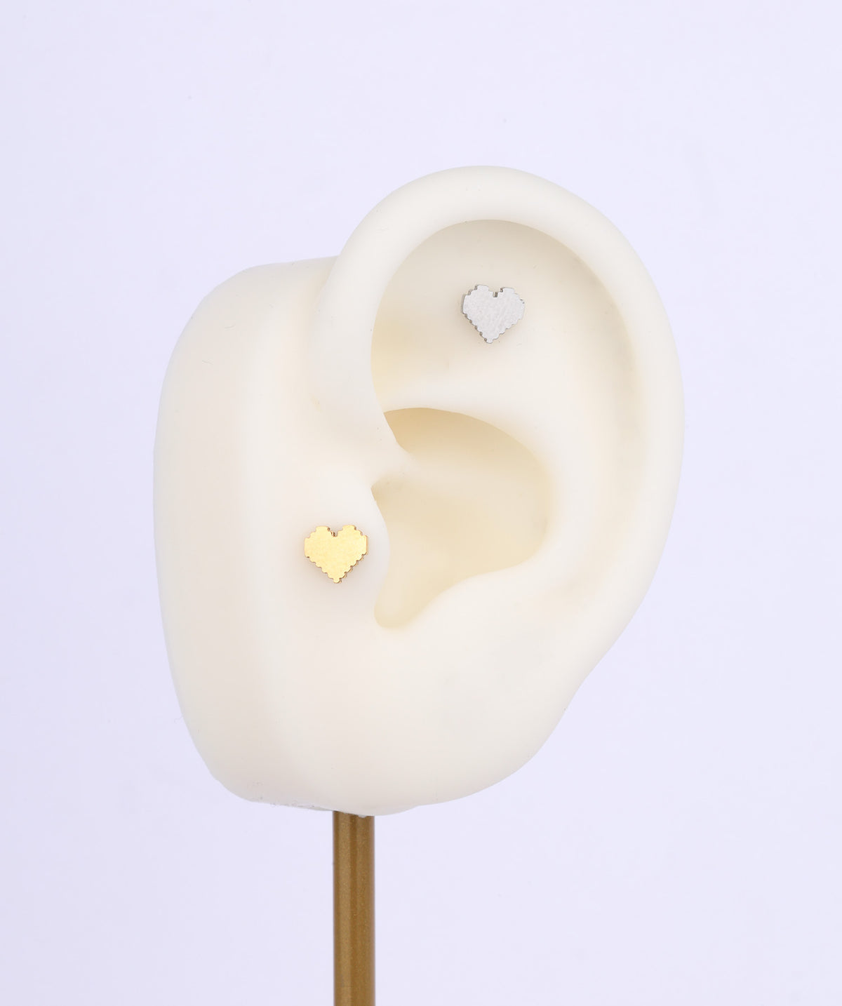 Pixel Heart Flatback Stud - Stainless Steel - Helix, Upper Lobe, Conch - Oumo Jewelry