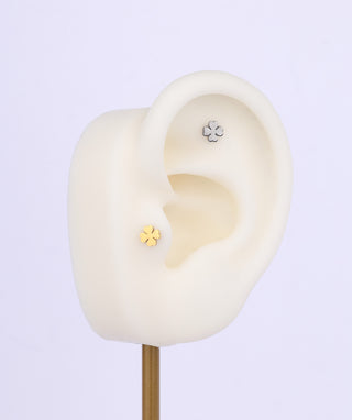 Lucky Leaf Clover Flatback Stud - OumoJewelry