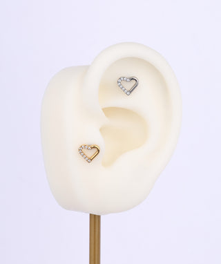 Titanium Hollow Heart Flatback Stud - OumoJewelry