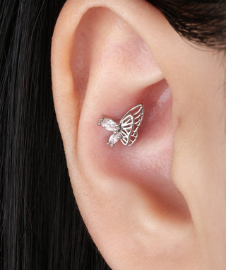 Delicate Textured Butterfly Stud - OumoJewelry